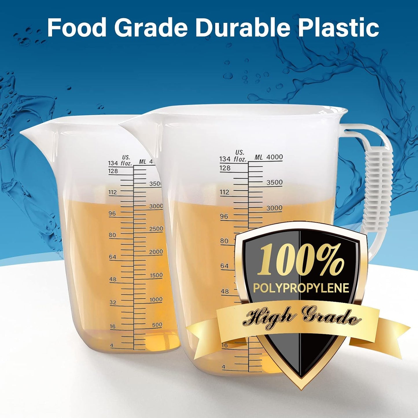 Luvan 34OZ/1000ML Glass Measuring Cup, 4 Cup Glass Measuring Cups With 3 Scales (Ml/Oz/Cup), High Borosilicate Measuring Cup With Handle and V-Shaped Spout, Dishwasher/Freezer/Microwave Safe