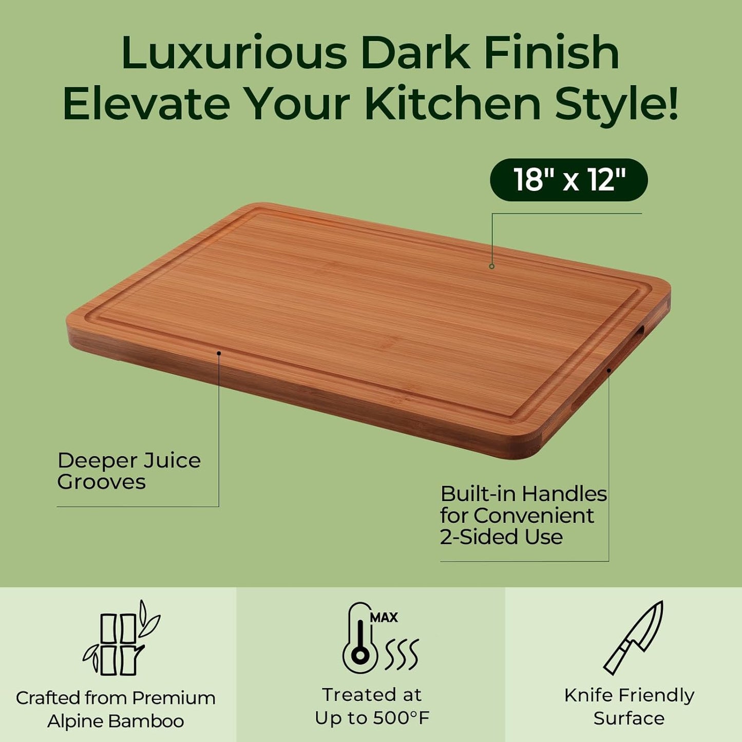 Keechee Wood Cutting Board for Kitchen - Reversible Bamboo Cutting Boards Gift Set of 3 with Juice Groove, Wooden Chopping Board for Meat, Fruit, Vegetables & Cheese (Pre Oiled, Natural)