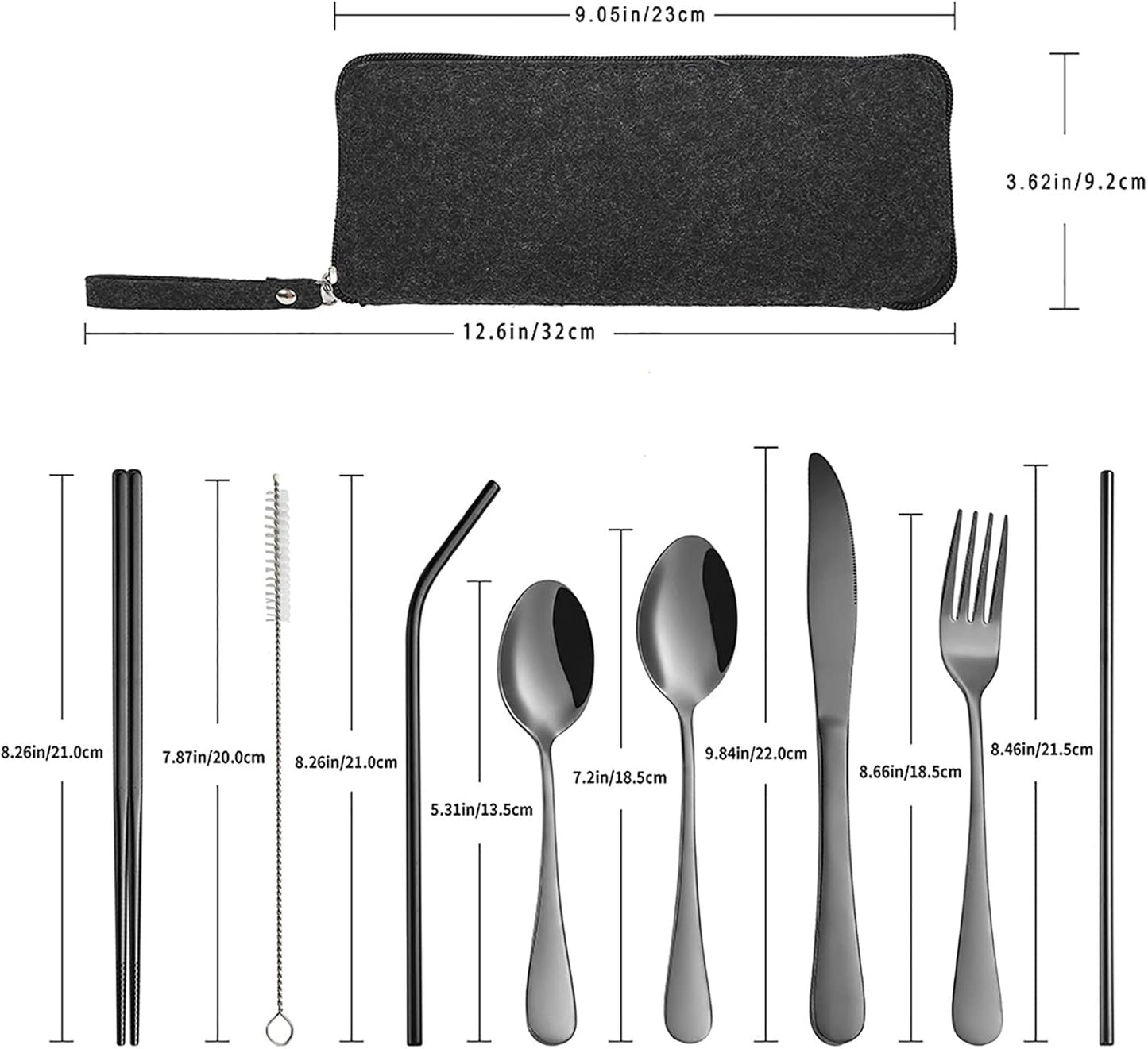 VANDBAO Camping Utensils Set, Portable Travel Utensils with Case for Fixing Tableware, Reusable Stainless Steel Stable Cutlery Set, Lunch Picnic Flatware Silverware (Rainbow Set)