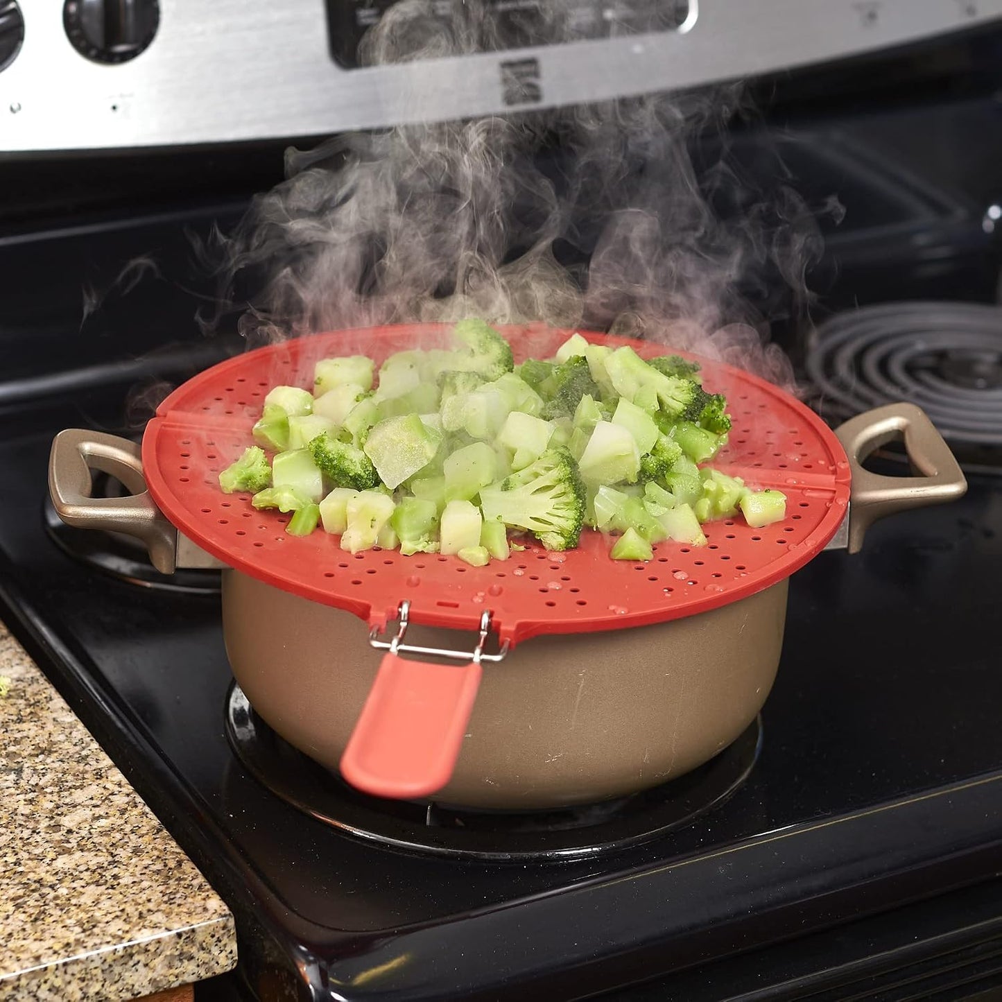 Splatter Screen for Frying Pan Foldable Grease Splatter Guard Silicone Splatter Shields Multifunction Oil Screen for Skillet with Folding Handle Bacon Splatter Screen Strainer