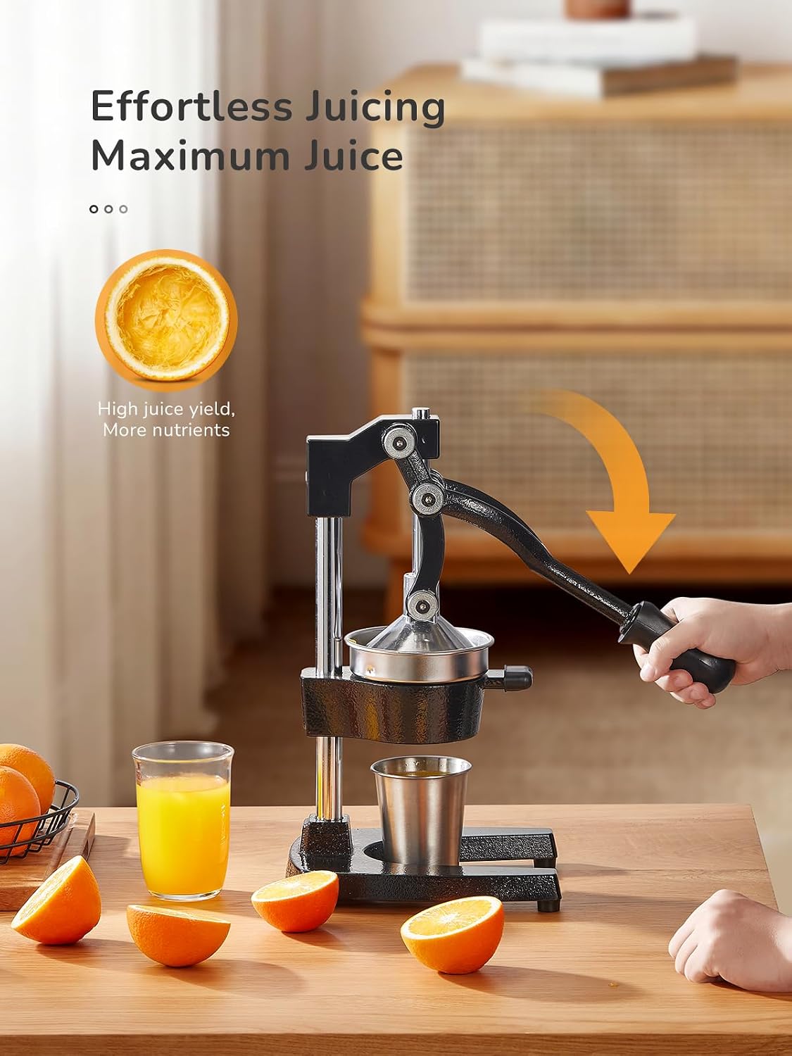 QCen Manual Citrus Juicer Cast Iron Heavy Duty Orange Press