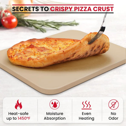 Unicook 15 x 12 Inch Pizza Stone for Oven and Grill, Rectangular, 6 Lbs