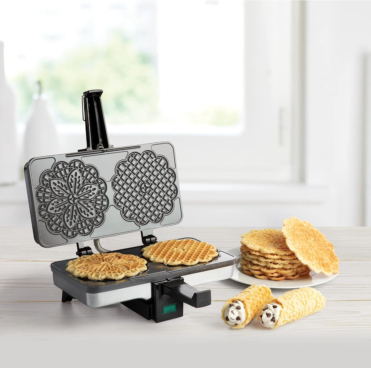 CucinaPro Pizzelle Maker, Non-Stick Electric Baker, Make Two 5-Inch Cookies