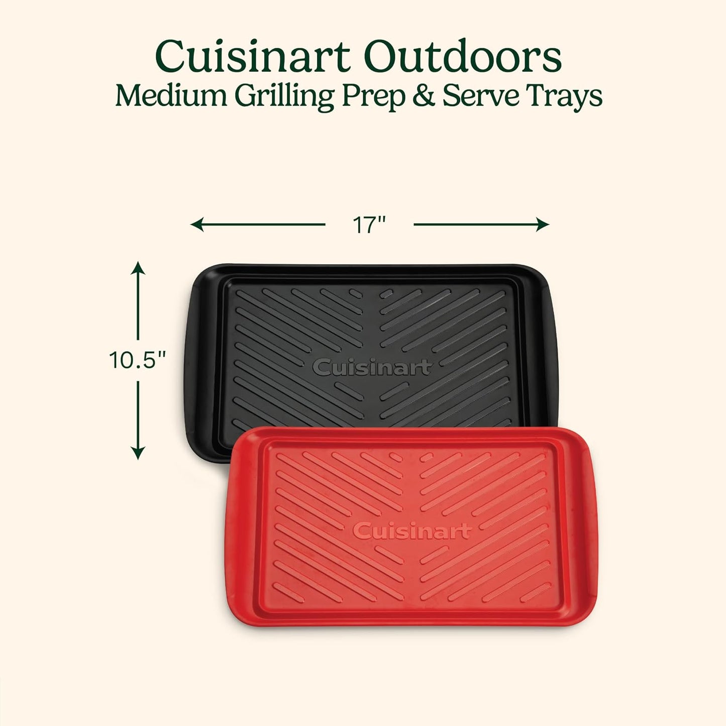 Cuisinart CPK-210 Grilling Prep and Serve Trays, Black and Red Large 18” x 14.5”