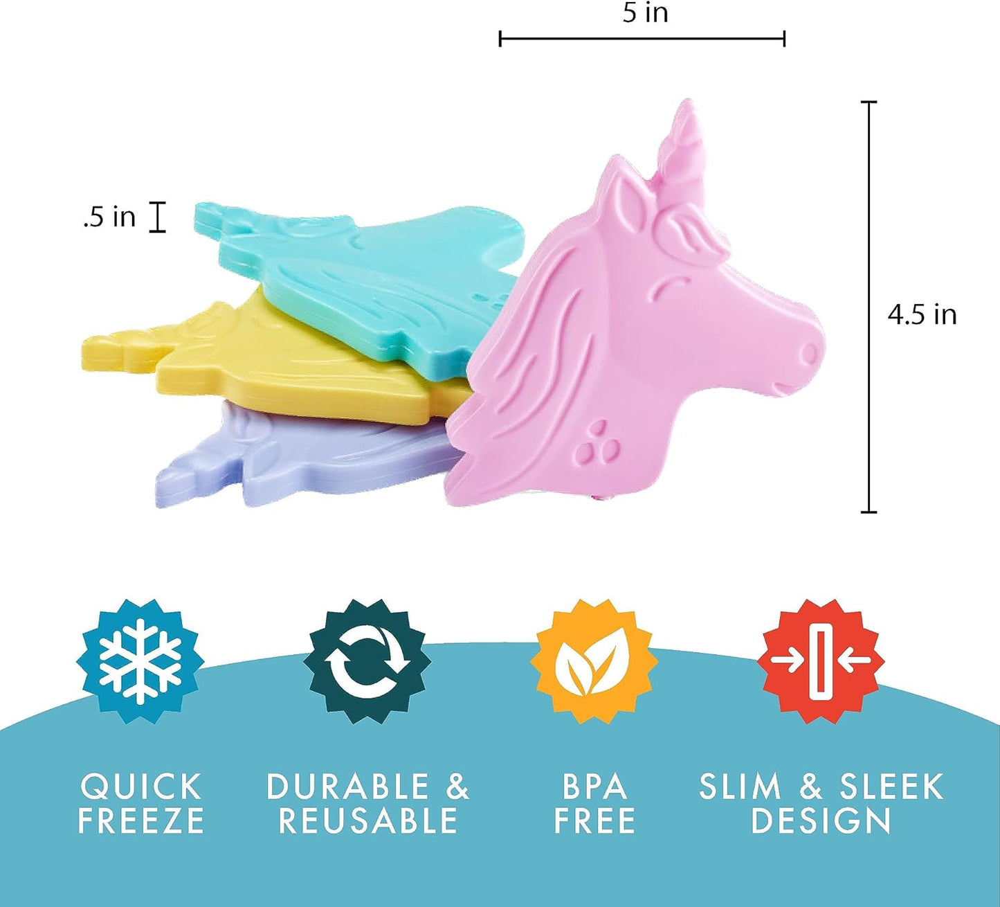 Cool Coolers Kids Lunch Box Ice Packs, Slim Ice Packs for Lunch Bags, Lunch Ice Packs ReusableMulticolored 4 Pack (Butterfly)