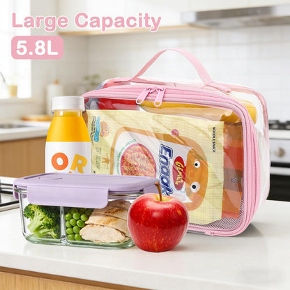 FlowFly Kids Lunch box Insulated Soft Bag Mini Cooler Back to School Thermal Meal Tote Kit for Girls, Boys, Black