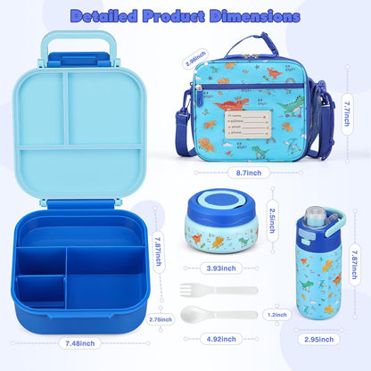 Bento Lunch Box for Kids with 7oz Soup Thermo,Insulated Stainless Steel Kids Water Bottle with Straw and Insulated Lunch Bag,Leak-Proof Lunch Food Container with Ice Pack for School (Purple-Mermaid)
