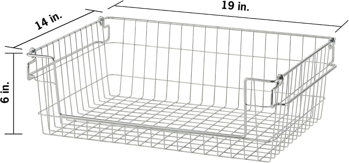 TRINITY 2-Pack Stackable Metal Wire Storage Baskets With Handles, EcoStorage Chrome, 11 Inches