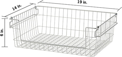 TRINITY 2-Pack Stackable Metal Wire Storage Baskets With Handles, EcoStorage Chrome, 11 Inches