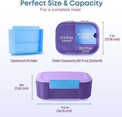 KARRICO Leakproof Lunch Box – 3-Compartment Bento Box, Cooler Pack & Adjustable Divider, Extra Large & BPA-Free – Dishwasher Safe, Ideal for On-the-Go Meals, Green
