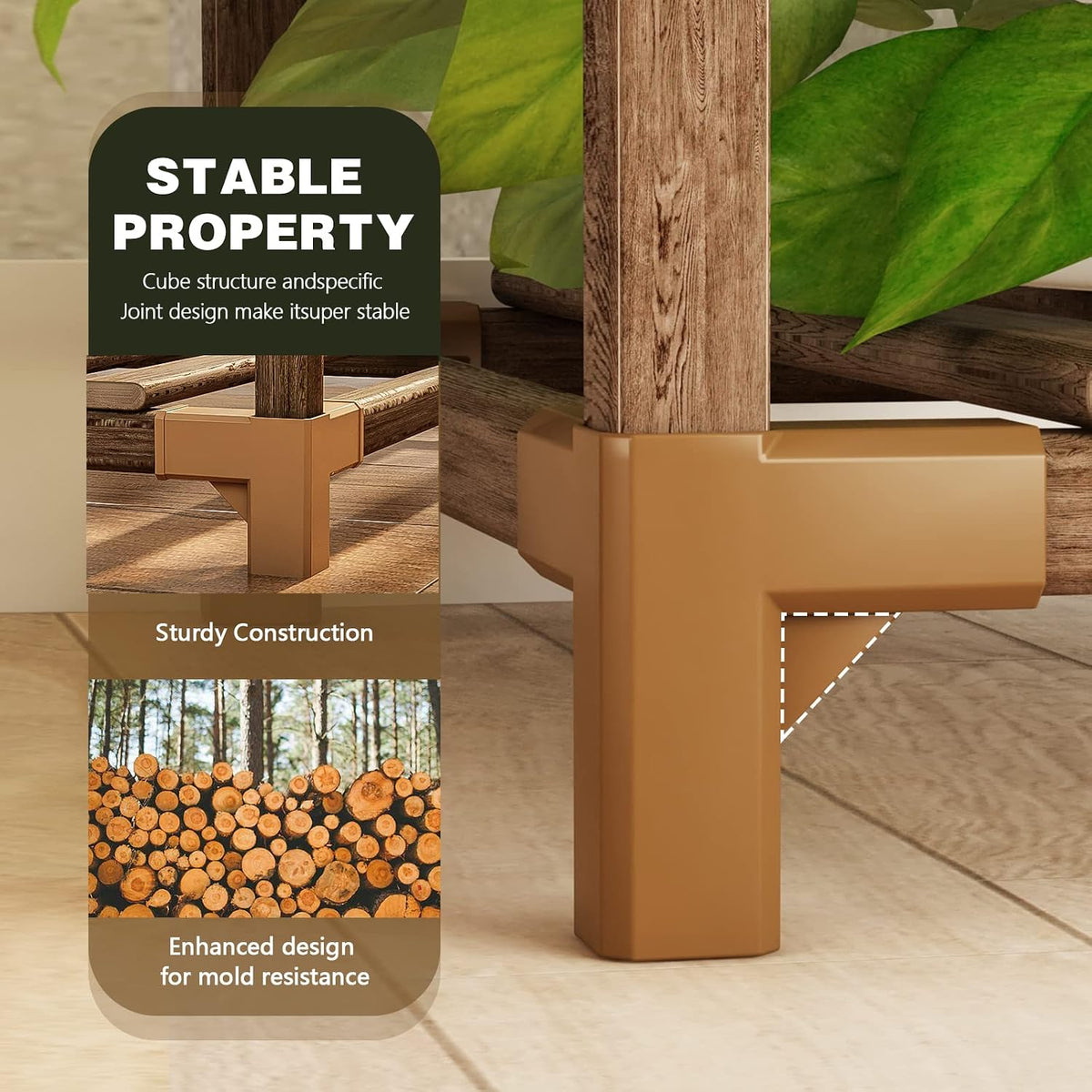 Bamworld Plant Stand Indoor Plant Shelf Outdoor Wood Plant Rack
