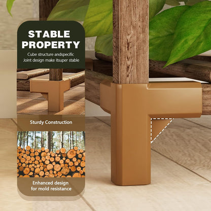 Bamworld Plant Stand Indoor Plant Shelf Outdoor Wood Plant Rack