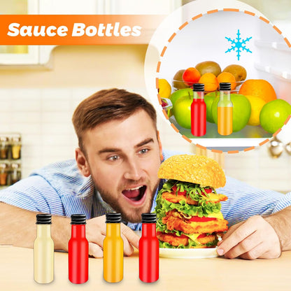 1.7oz Mini Liquor Bottles,50ml Plastic Spirit Alcohol Bottle with Black Cap,Miniature Sauce Bottles with 10 Funnels for Weddings,Party Supplies