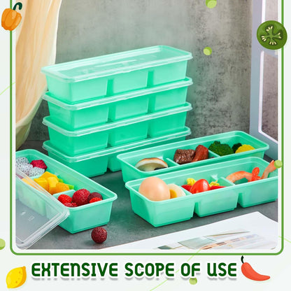 Hushee 10 Pack 17 oz Small Meal Prep Containers with 3 Compartments Snack Containers with Lid Disposable Plastic Bento Box Travel Lunch Food Boxes Stackable for Office Picnic (Mint Green)