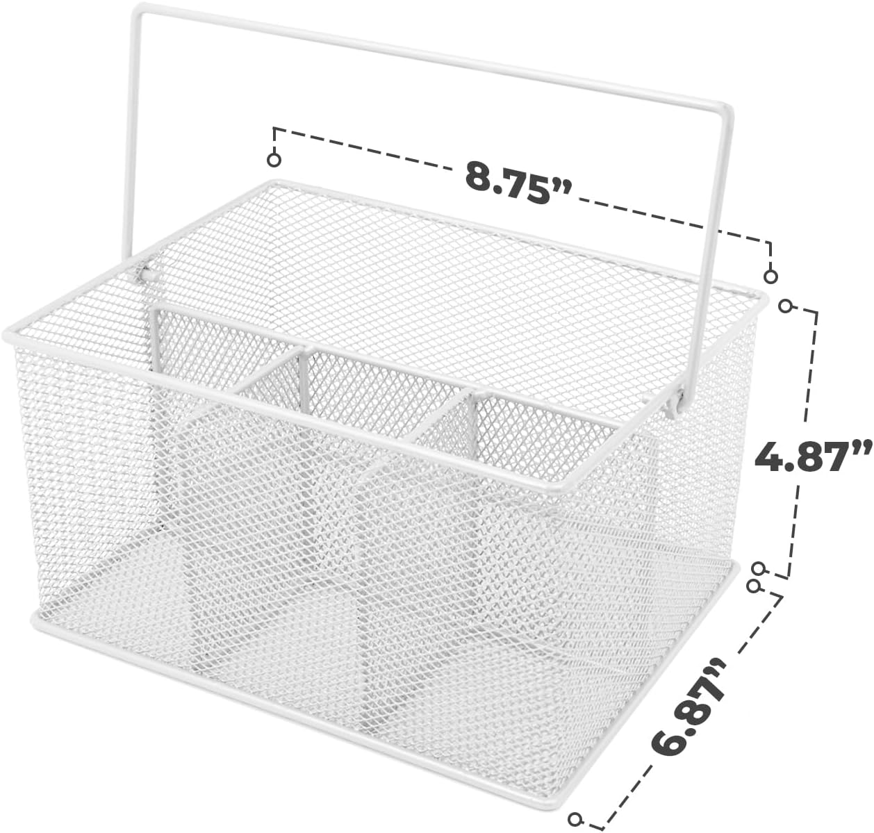 Sorbus® Utensil Caddy — Silverware, Napkin Holder, and Condiment Organizer — Multi-Purpose Steel Mesh Caddy—Ideal for Kitchen, Dining, Entertaining, Tailgating, Picnics, and much more (White)