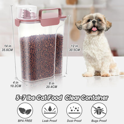 LEAWALK 5Lbs Airtight Cat Dog Food Storage Container with Upgraded Large Nozzle BPA-Free, Pet Food Storage Containers for Rice, Grain, Pet Food, Flour, Dog Treat Storage (Dark Gray, 5L-1pack)