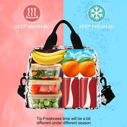 Colorful Leopard Insulated Lunch Bag Rainbow Animals Skin Print Reusable Cooler Lunch Tote Box with Shoulder Strap for Work Picnic School Beach