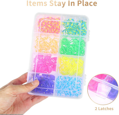 QUEFE 2 Pack 8 Grids Bead Organizers and Storage, Plastic Organizer Box with Removable Dividers Tackle Box Organizer for Candies Snacks Electronics Jewelry Small Parts