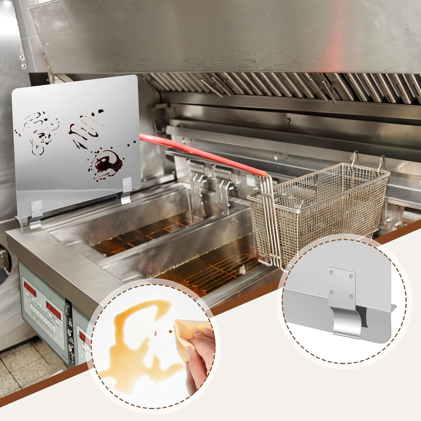 Ferraycle 2 Pack 20-1/2" W x 18" H 304 Stainless Steel Fryer Splash Guard for Stove & Kitchen, Oil Splatter Screen Protection, Heavy Duty Grease Barrier for Frying, Grilling, Easy Clean, Universal Fit