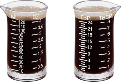 Ackers 4 Oz Glass Measuring Cup,Borosilicate Shot Glass with V-Shaped Spout-Black Line