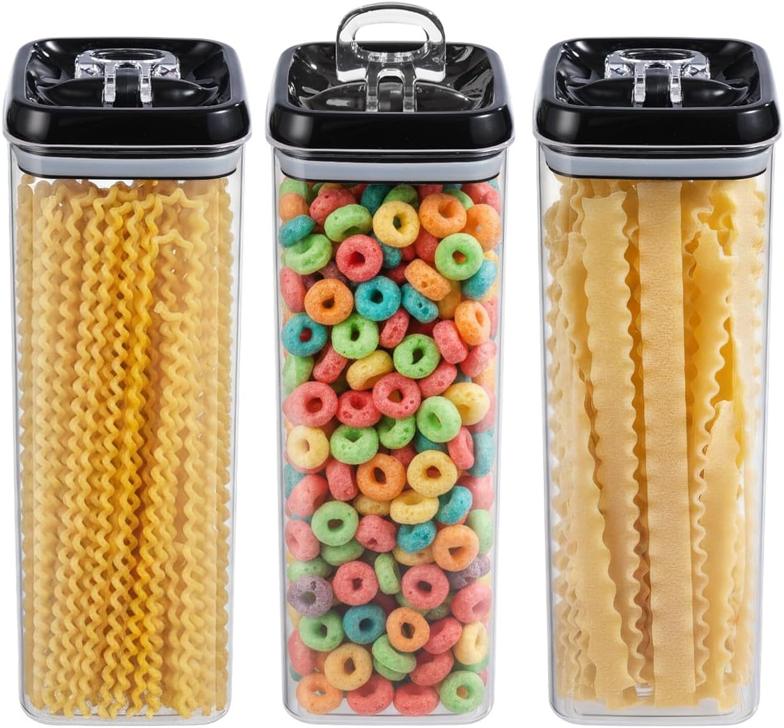 Felli Flip Tite Acrylic Food Storage Container with Lid 6” XL Air Tight Ring Seal Flip Top, Plastic Kitchen Baking Canister for 5 lb Flour Sugar Rice Protein Powder Pantry Organizer (Nest-M, White)