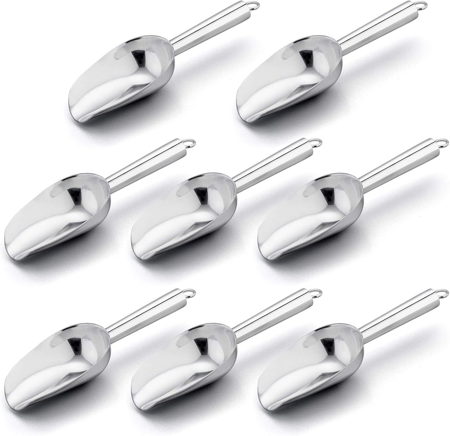 E-far Mini Scoop, 3 Ounce Stainless Steel Kitchen Utility Scoops, Ideal for Candy/Ice Cube/Flour/Sugar/Coffee Bean/Protein Powder, Food Grade & Anti Rust, Easy Clean & Dishwasher Safe (4 Pack)