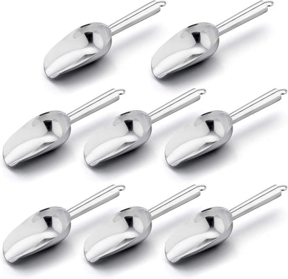 E-far Mini Scoop, 3 Ounce Stainless Steel Kitchen Utility Scoops, Ideal for Candy/Ice Cube/Flour/Sugar/Coffee Bean/Protein Powder, Food Grade & Anti Rust, Easy Clean & Dishwasher Safe (4 Pack)