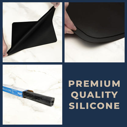 GASARÉ, Extra Large, Thick, Silicone Mat for Kitchen Counter, Heat Resistant Mat, Countertop Protector, Non-Slip, Easy to Clean, Cuttable, 25 x 17 Inches, Black