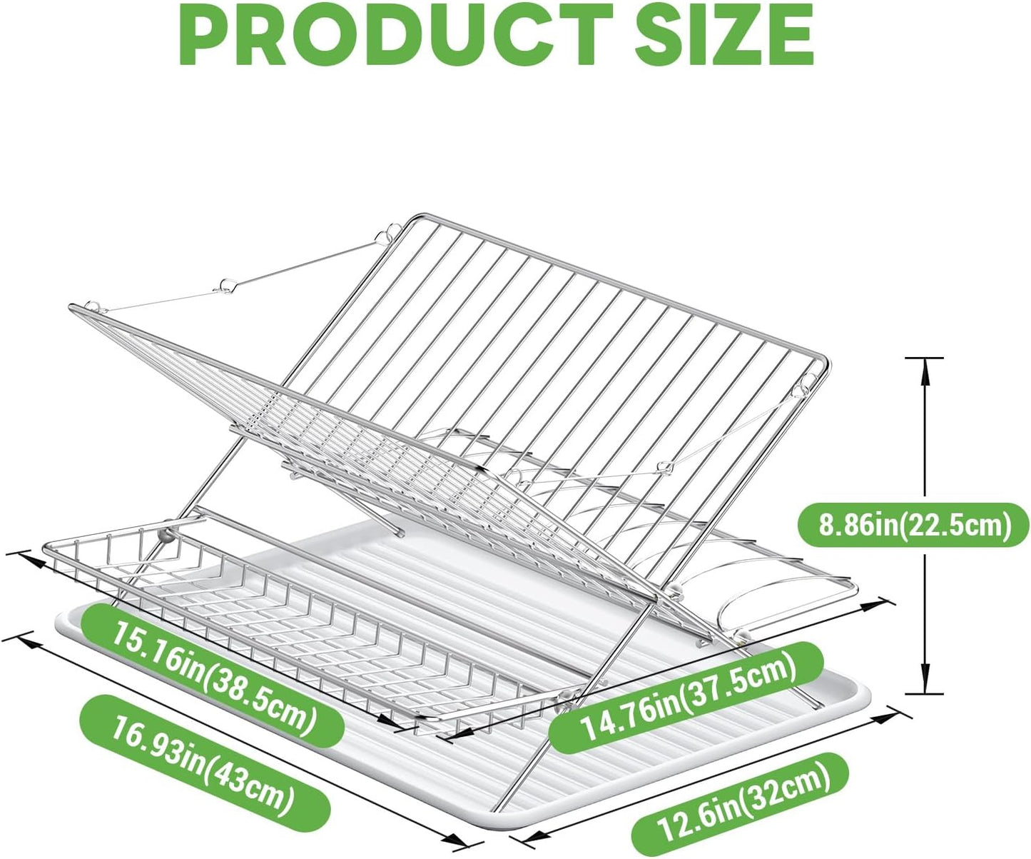 Expandable Over The Sink Dish Drainer Drying Rack, Stainless Steel Metal, Small Adjustable Dish Drainer Drying Rack for Kitchen Counter, Space Saving for Compact Kitchen