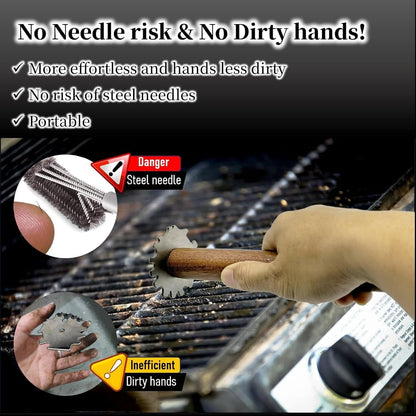 Grill Brush and Scraper for Barbecue – Safe Bristle Free Stainless Steel BBQ Cleaner with Heavy Duty Scrubber Pad, Grill Accessories Steel Wool Scrubbers for Porcelain Gas Charcoal Grill