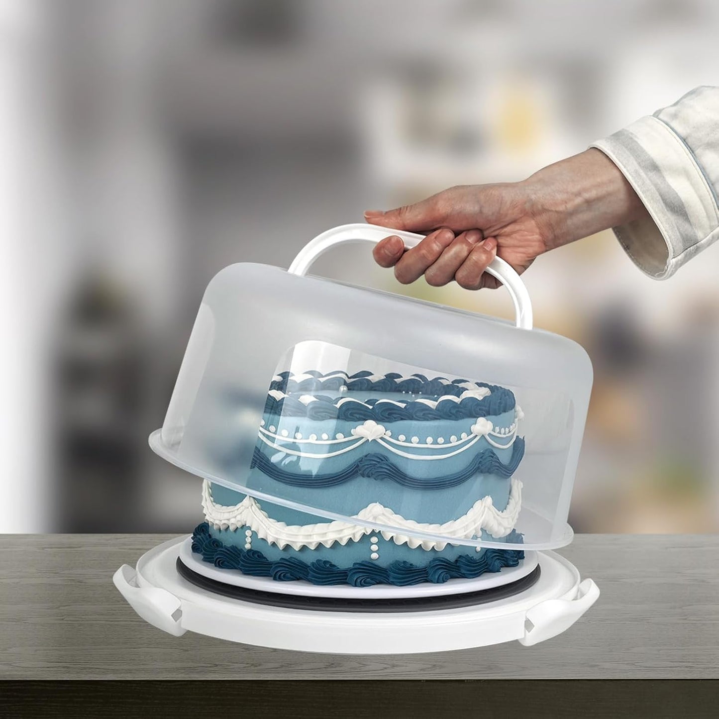 TMRIOPELP Tall Cake Carrier with Lid and Handle Insulated Cake Container Cake Transport Carrier Ideal for Pies Cupcakes and Pastries Perfect for Safe and Secure Cake Delivery (Red, 10 inch)