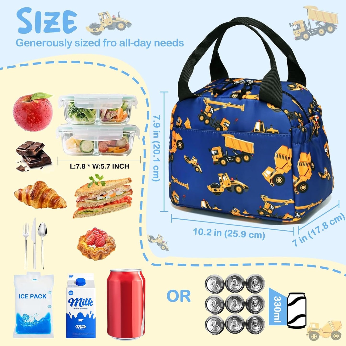 CAMTOP kids lunch bag Cute Insulated lunch box for Boys & Girls Leakproof loncheras for school