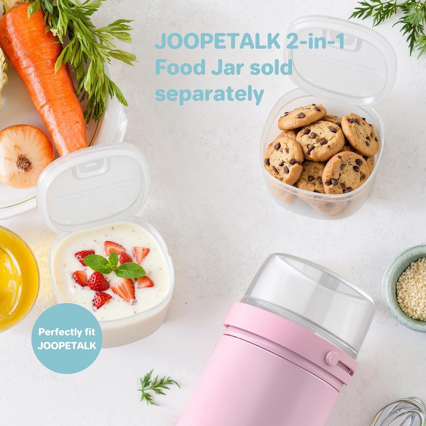 2 - in - 1 Soup Thermo for Hot Food 14oz with Snack Box Container Leak Proof Insulated Lunch Container Kids and Adults Stainless Steel Double Wall Vacuum Wide-mouth Thermal with Spoon and Handle