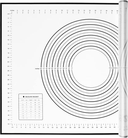 Yansumi silicone pastry non stick baking mat with measurement fondant mat with three sizes for silicone baking mat, counter mat, dough rolling mat,fondant/pie crust mat (Red, 16"L x 12"W)