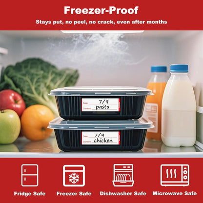 NATURALABEL 300 PCS Removable Freezer Labels with Dispenser - 1" x 3" Food Labels for Meal Prep Containers, Easy Peel-Off Design, No Residue (Green)