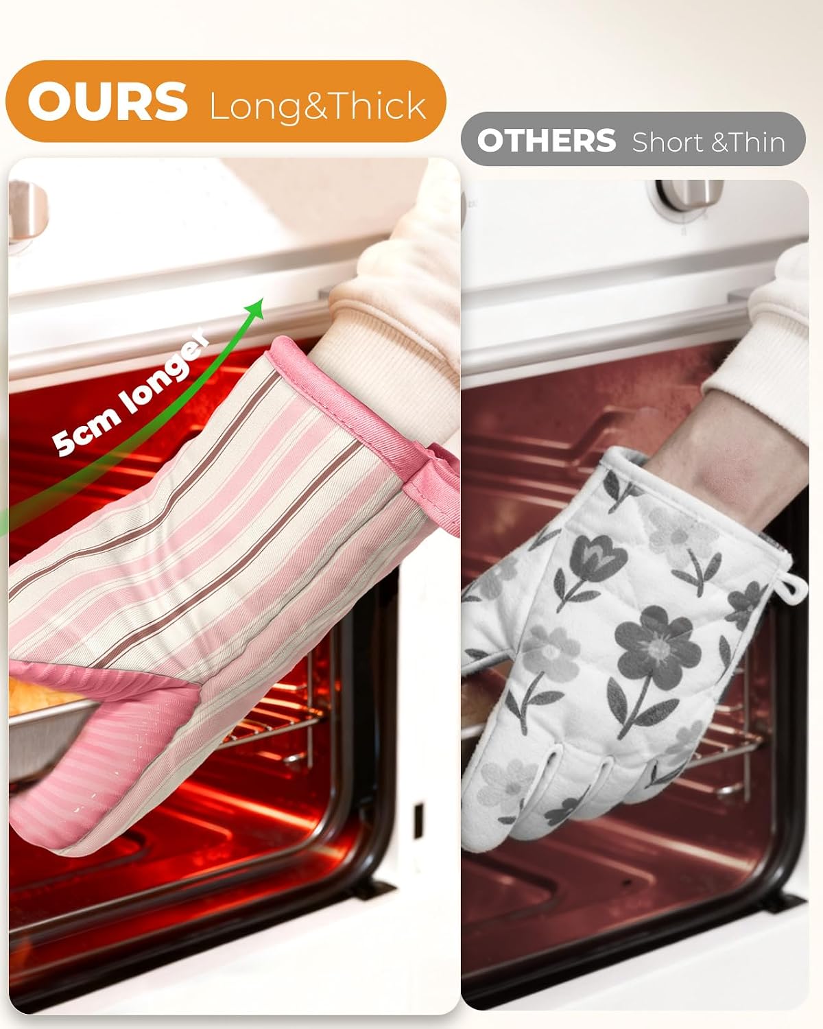 100% Thick Cotton Mini Oven Mitts Silicone Grip Lemon & Birds