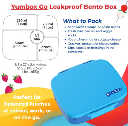 Yumbox Go Leakproof Bento Lunch Box, 5 Compartments, Charcoal Gray | Deep Portioned Tray | Removable Silicone Gasket | Lightweight Construction | Fits Most Lunch Bags | Easy-Clean Design