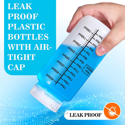 34oz/1000ml Wide Mouth Plastic Bottles with Airtight Lids, Graduated Food Grade Leak Proof PP Containers Jars for Water Sample Lab Reagent Liquid Medicine Storage (Transparent, 3 Pcs)