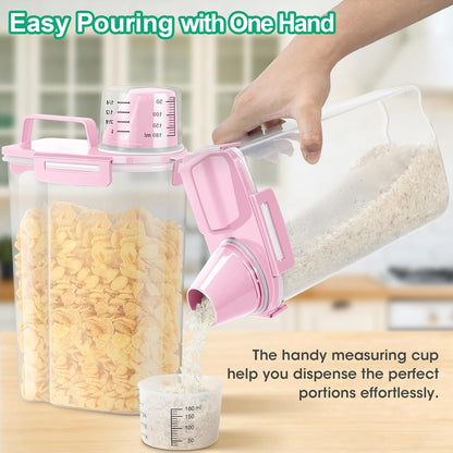 TBMax Rice Container 10 Lbs, Cereal Container Oatmeal Storage, Airtight Food Dispenser with Easy-pouring Spout & Handy Cup for Flour Grain Beans, Pet Dog Cat Bird Food Storage Container