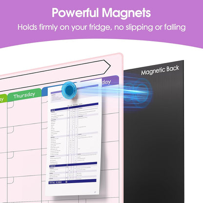 MaxGear 4 Pack Magnetic Fridge Calendar Set, 15" x 11.5" Dry Erase Whiteboard Calendar for Refrigerator, Includes Monthly, Weekly, List and Small Board with 5 Markers, 1 Eraser and 5 Magnets