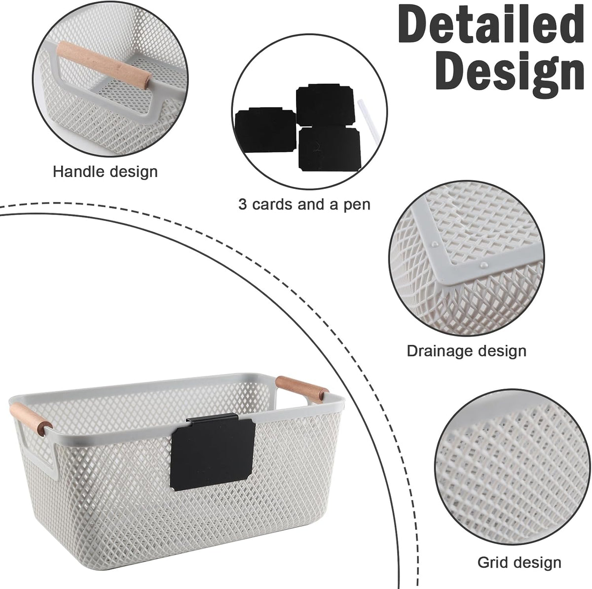 Onion and Potato Storage Baskets,A set of 2 Wooden Handle storage Basket Stackable Plastic Pantry Bins, Multifunctional Organizers for Kitchen, Countertop, and More Vegetable Storage Box (Black-2pack)