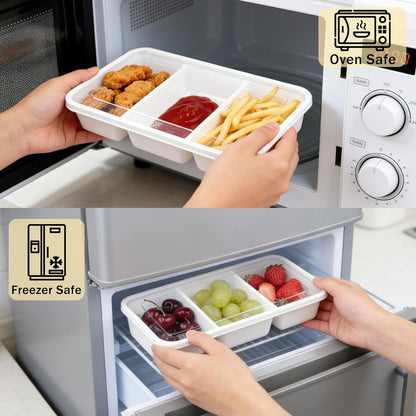 20 Sets Reusable Snack Containers Meal Prep Containers 3 Compartment Condiment Container With Lids Snackle Box Container Portion Control for Refrigeration Sauce,Outdoor Takeaway,Travel(Black)