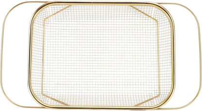 Stainless Steel Over The Sink Colander Fine Mesh Basket, Golden Strainer Expandable Rubber Grips, Kitchen Strainer, Golden Strainer For Strain, Drain, Rinse Fruits, Vegetables ()