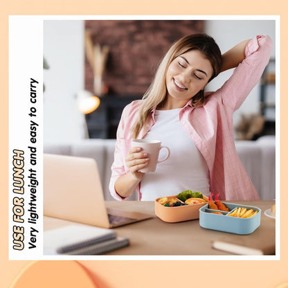 Layhit 4 Pcs Silicone Bento Box for Adults, 27 oz Bento Lunch Container Reusable 3 Compartment Lunchable Food Container for Women Men, Leak Proof Microwave Dishwasher Freezer Safe (Cool Colors)