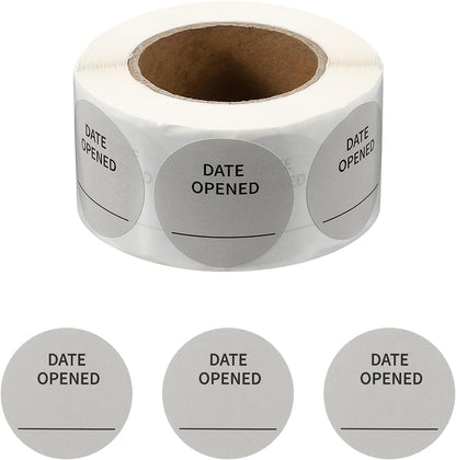PATIKIL 500 Pcs Date Opened Stickers Roll, 1.25 Inch Food Storage Labels Removable Freezer Labels Adhesive Food Labels for Inventory Organized Kitchen Containers, White and Black