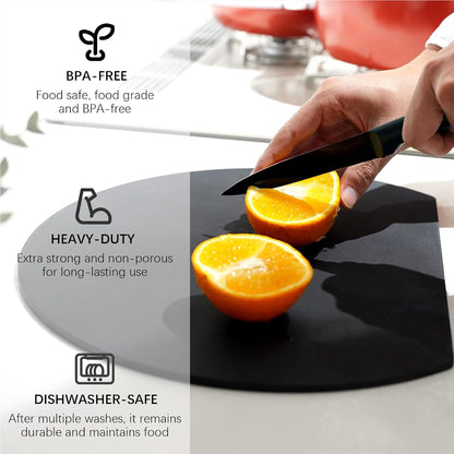 ZVP Thick Silicone TPU Cutting Board Mats for Kitchen, Flexible Rubber Cutting Boards, Anti-Slip Cutting Mats, Semicircle Chopping Board, BPA Free Dishwasher Safe, 2 Pieces