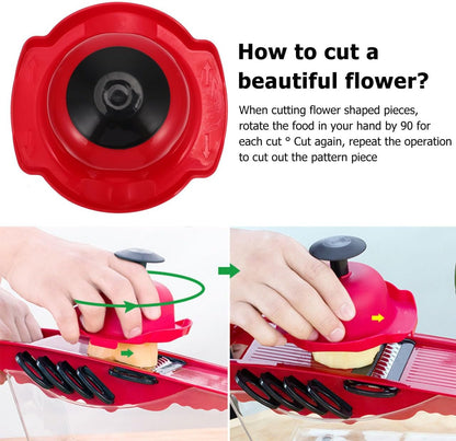 ULTECHNOVO Red Food Safety Holder for Mandoline Slicer, Universal Finger Guard for Vegetable Grating & Slicing, Plastic Hand Protector with Metal Pins for Potato Lemon Cheese