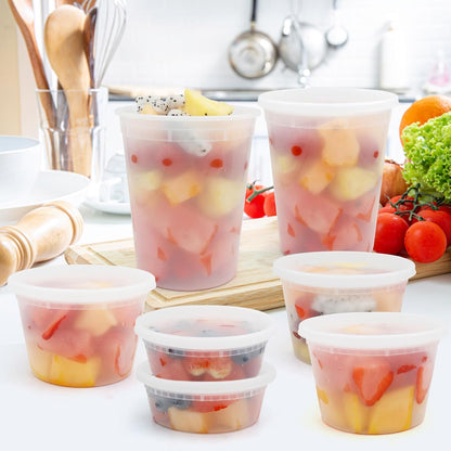 WGCC Meal Prep Containers 32oz 10Pack and Deli Containers with Lids 48 Sets-8oz, 16oz, 32oz, Leakproof, BPA Free/Microwave/Freezer/Dishwasher Safe
