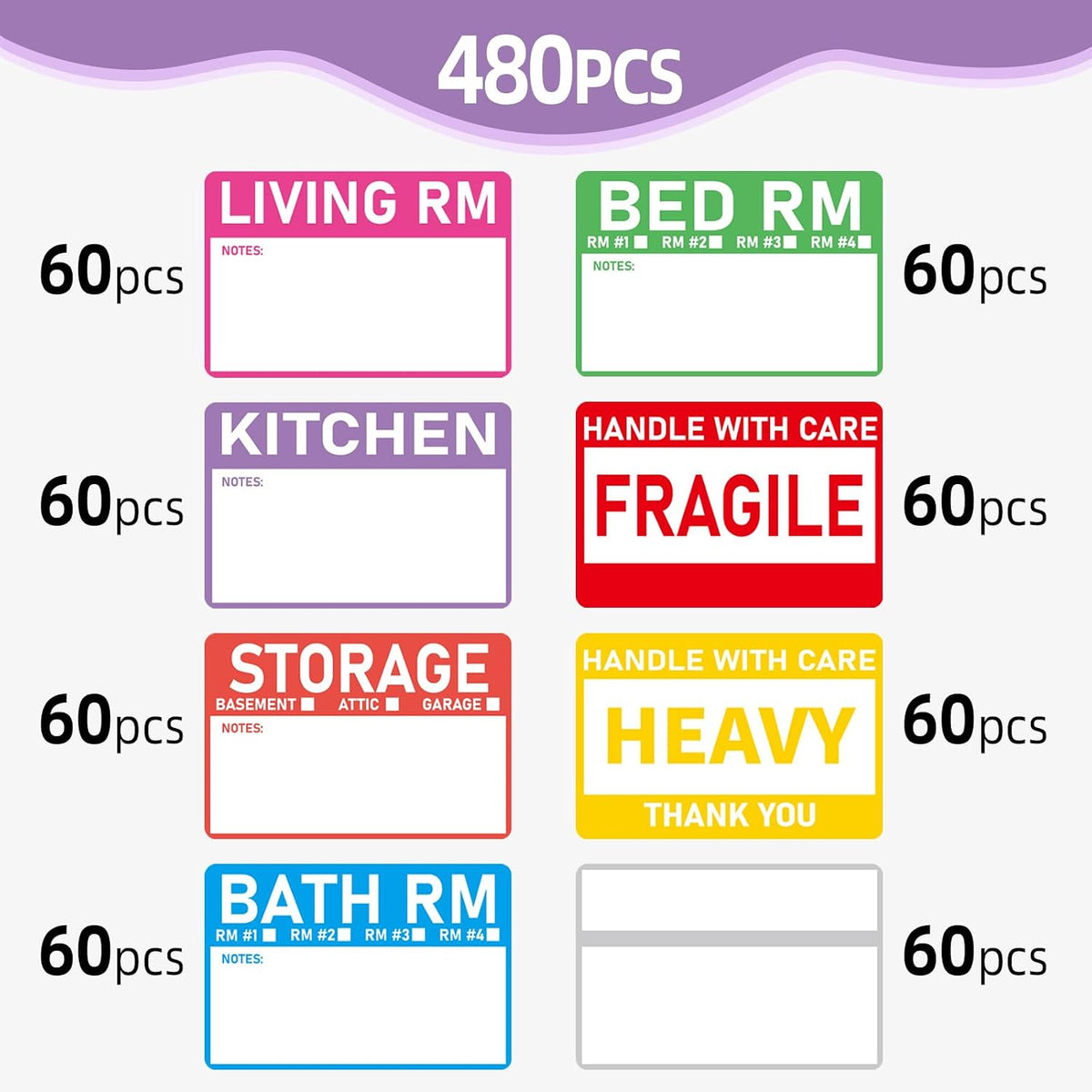 Removable Label Stickers for Organizing -320PCS 3 x 2 inch Waterproof Handwrite Blank Labels, School, Home, Business for Plastic Bins, Folders, Freeze Food (White)
