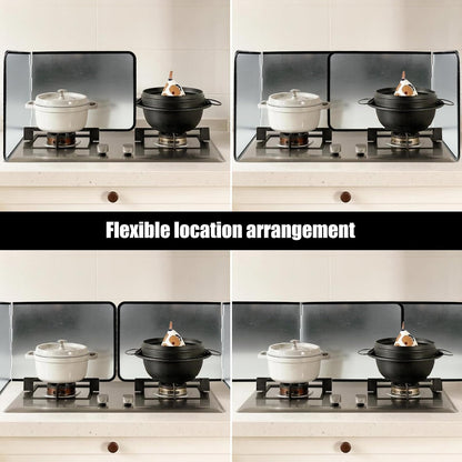 3 Sided Splatter Guard,Foldable Stainless Steel Oil Splatter Screens for Frying,Oil Splash Insulation Board,Nonstick Oil Splatter Guard Stove Heat Insulation Board for Cooking